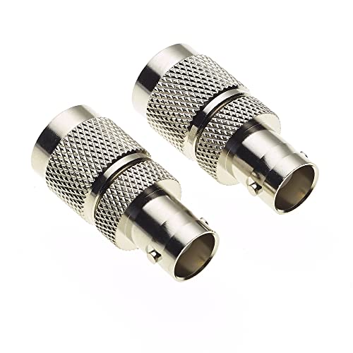 Image of Keple BNC Socket to TNC Plug Adaptor, 50 ohm, Nickel Plated Brass Body - Male Female Jack Adapter, Coax Adaptor 2, Coaxial Adapters for Wi-Fi Radios External Antenna Connector - Pack of 2