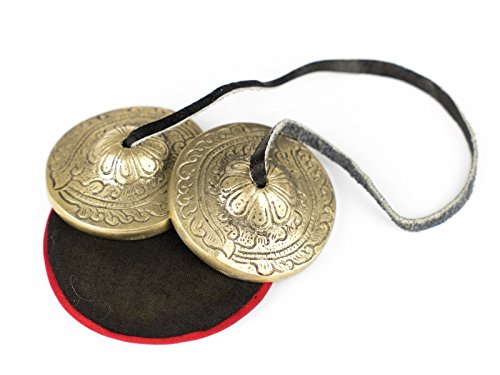 Zimbeln, handgefertigt in Nepal, inklusive Beutel aus traditionellem Stoff