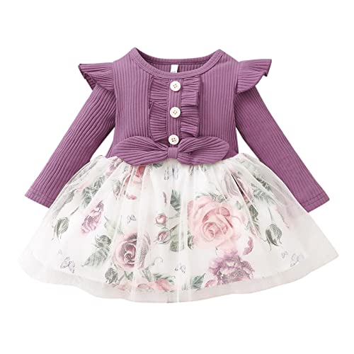 Vestidos para bebês meninas de 6 a 9 meses para recém-nascidos, bebês, meninas, floral, tule, outono