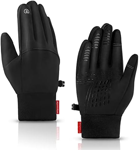 Hurdilen Winter Gloves for Men and Women, Touch Screen Sports Gloves, Lightweight Warm Gloves for Cycling Running Driving (Dark Black, L)