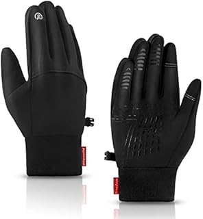 Hurdilen Winter Gloves for Men and Women, Touch Screen Sports Gloves, Lightweight Warm Gloves for Cycling Running Driving (Dark Black, L)