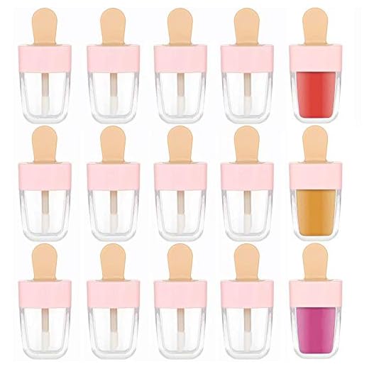 RONRONS 15 Pack Pink Ice-cream Shaped Empty Lip Gloss Tube Lip Balm Container DIY Cosmetic Sample Bottle