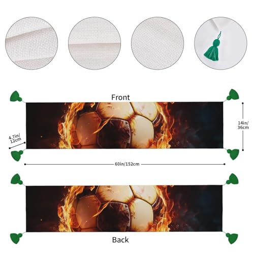 Chemin de table motif feu de football coton lin table de fête - 5