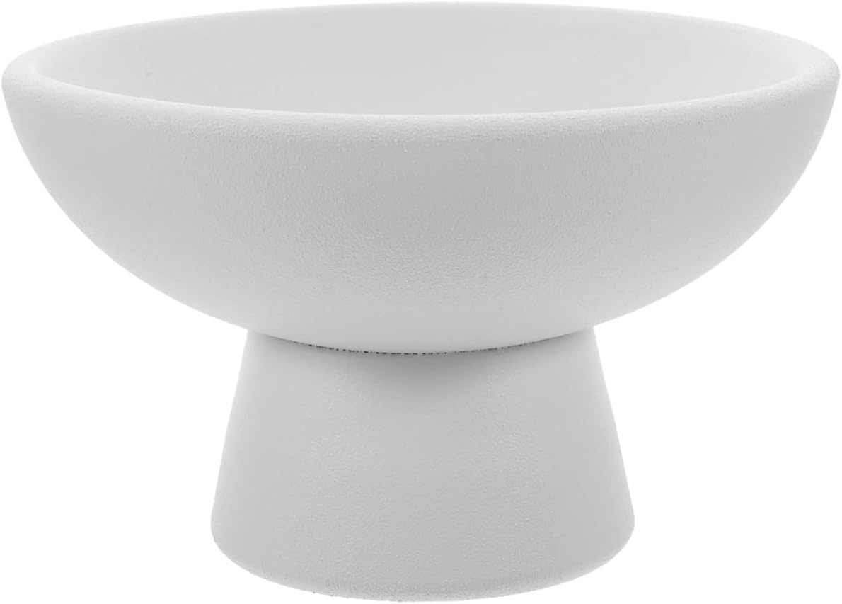 Luxshiny Ceramic Fruit Bowl White with Base 5.12 Inches Serving Bowl for Fruit Snacks and Dessert Elegant Table Decoration for Kitchen Living Room Dishwasher Safe