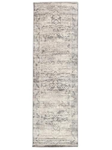 RugVista Miran, Tapis, 80 x 250 cm, Rectangulaire, Poil Moyen, Nettoyage à Sec Seulement, Oeko_tex_100, Gris