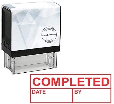 StampExpression - Completed with Date and by Office Self Inking Rubber Stamp - Red Ink (A-5814) - Thumbnail 2