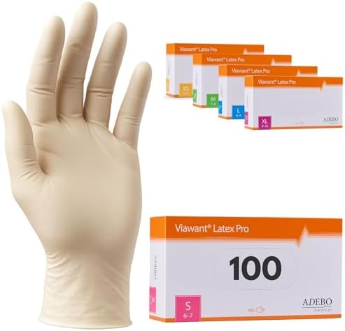 Latexhandschuhe 100 Stück | S | Puderfreie Latex Handschuhe Weiß | Texturiert, reißfest & elastisch | Untersuchungshandschuhe Einweg für Pflege & Kosmetik | Gr. XS, S, M, L, XL
