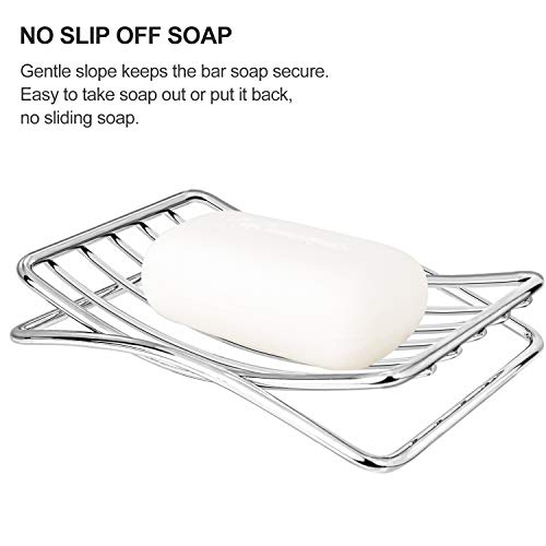 GUUKAR Soap Dish Stainless Steel Bar Soap Holder for Shower Bathroom, Self-draining Soap Dishes Sponge Holder for Kitchen Sink, Easy Cleaning Quick Dry(Soap Saver Not Included)