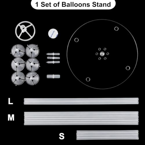 Image of Balloon Stand Kit - Balloon Stands with Base, Balloon Sticks, Decorations for Party Birthday Wedding Baby Shower Gender Reveal Graduation (7 Balloons Stand-4 Set)