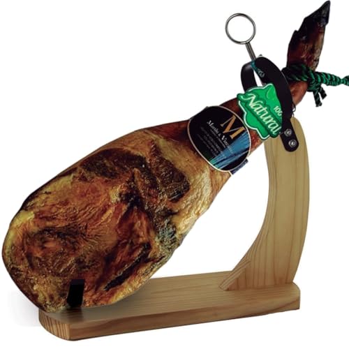 4-4.5 Kg Iberico Ham Shoulder Pata Negra 100% Natural with Stand Made in Spain - from Free Range Iberico Pigs raised in Dehesas - Jamon Iberico Pata Negra - Paleta Iberica de Cebo de Campo