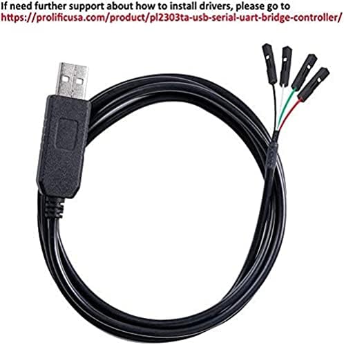 DTECH 4 Pin USB to TTL Serial 3.3V Converter Adapter Cable TX RX Signal 0.1 inch Pitch Female Socket PL2303 Prolific Chip Windows 10 8 7 XP Vista (1m)