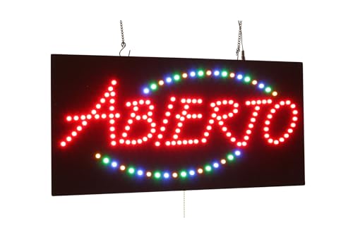 Abierto Sign, 24"x12", 60x30cm, TOPKING, LED, Neon, Florescent, Signage, Signboard, Display, Billboard, Screen, Grand Opening, Gift