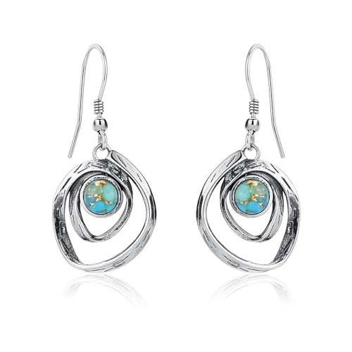 Turquoise Earrings for Women 925 Sterling Silver Pearl/Black Onyx/Opal Dangle Earrings Vintage Spiral/Wire Wrapped/Beads & Rope Ear Hook Earrings