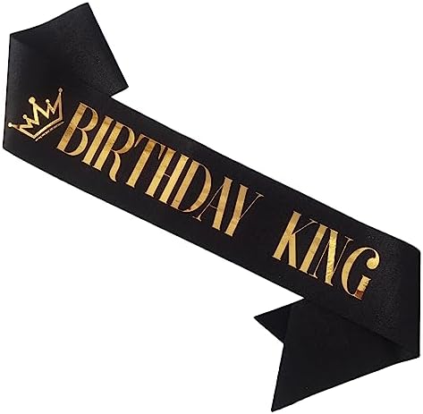 Amazon.com: MUMUNN Birthday King Sash, Gold Foil Letter Black Glitter ...