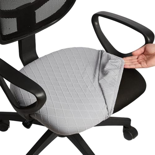 Melaluxe Stretch Jacquard Office Chair Cover, Removable Washable Desk Chair Cover Rotating Chair Seat Slipcover, Silver
