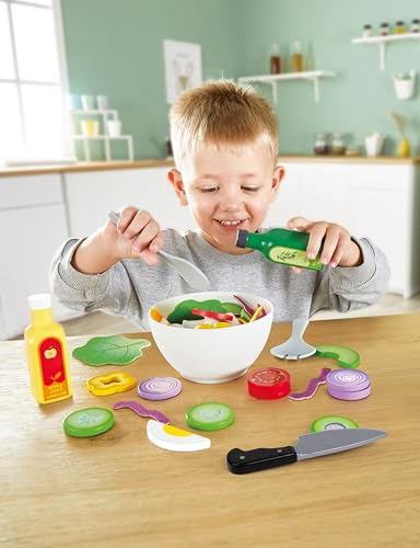 Foto von Hape Salat-Set - Gartensalat-Set, Koch-Nachahmungsspiel aus Holz, Salat-Zutaten und Zubehör für gesunde Essgewohnheiten, Rollenspiel Küche, Lernspielzeug für Kinder ab 3 Jahren