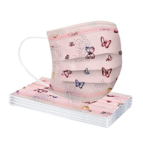 10 Pièces Adultes Papillon de Style Relief_Masque, 3 Plis Spunlace Tissu, wuayi Mode 3D Stéréo Exquis élégant Imprimé, Réutilisable, Confortable pour Loisirs, Sport, Voyage, Fête, Travail Cover