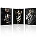 PBXBJY African American Wall Art 3 Pieces Black Man Wearing Gold Crown Canvas Prints African Lion King Portrait Poster Wall Decor for Men Bedroom Framed (African, (12.00" x 16.00" x 3PCS))