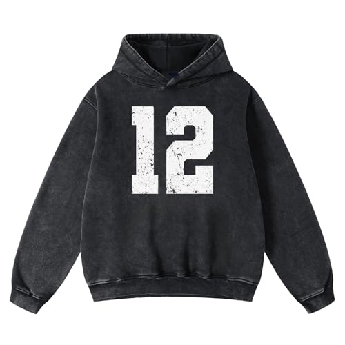 FAIABLE Black Hoodie Mens Acid Wash Oversized Hoodies Graphic Sweatshirts Pullover Heavyweight Sweatshirt Vintage Streetwear Unisex Casual Top 2025, Black-M by FAIABLE - Used condition - US$17.02