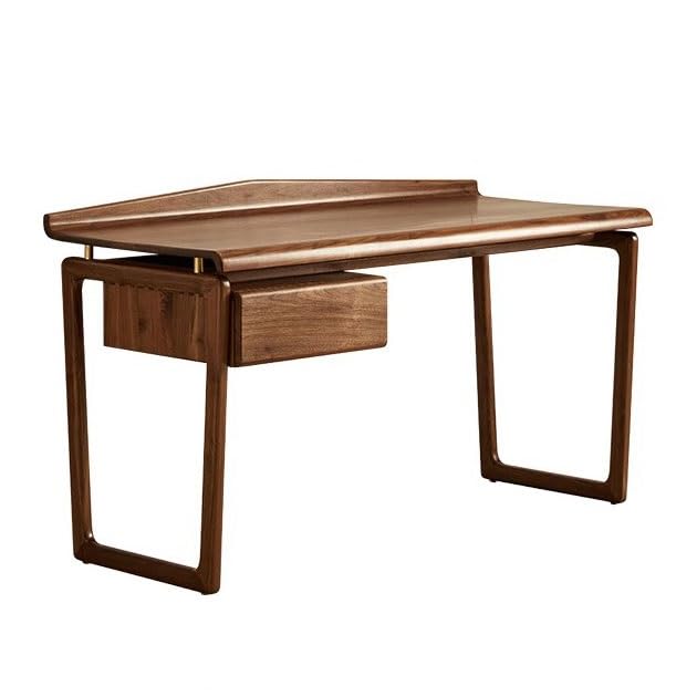 Pm2N4o6qRs Escritorio de Trabajo Escritorio de Estudio Madera Maciza con cajón, Escritorio Vintage Nogal Negro for Oficina en casa Estructura Estable(M)