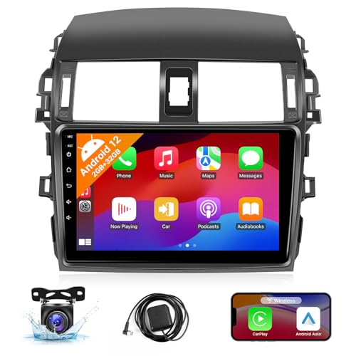 Naifay Android Car Radio for Toyota Corolla 2009 2010 2011 2012 2013 with Wireless Carplay Android Auto, 2+32G 9 inch Touch Screen for Corolla Stereo Bluetooth Car Audio Receivers In Dash GPS WiFi SWC