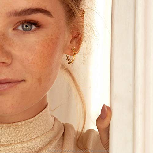 DREMMY STUDIOS Beads Huggie Hoop Earrings for Women Huggy Hoop Sleeper Dainty Cute Simple 14K Gold Tiny Spike Hoop Earrings Drop Charm Ear Cuff Dangle Spike Punk Earrings Men - Thumbnail 2