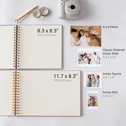 Image of Personalized Guest Book Photo Album Scrapbook Custom Retirement Party Guest Book to Sign Polaroid Instax Picture Memory Book for 4x6 & 5x7 Keepsake Gift (Black, Small - 8.3x8.3)