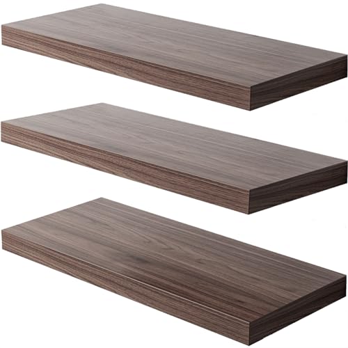 JPND Estantería flotante, juego de 3 estantes de pared, 76 x 32,5 x 5 cm, estante de pared flotante de madera con soportes invisibles para sala de estar, dormitorio, baño, cocina, almacenamiento y