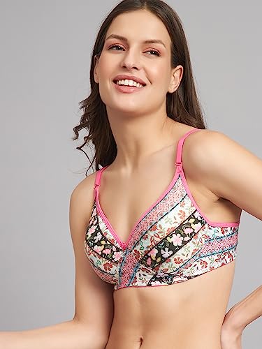 Image of Women's Cotton Floral Printed Lightly Padded Full Coverage Non-Wired T-Shirt Bra