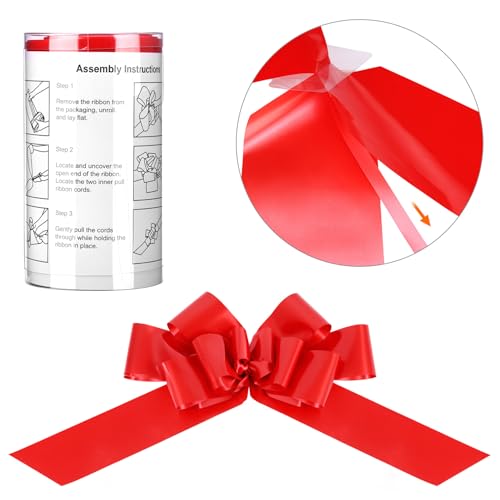 Miniatura 6 de Qwork Lazo Gigante Para Coche, Lazo Rojo Grande Para Envolver Regalos, 76 Cm, Adorno Gigante Para Regalo, Con Ventosa