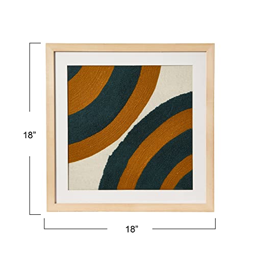Creative Co-Op 18" Square Abstract Embroidery In Wood Frame Wall Art, Multi #TOP5