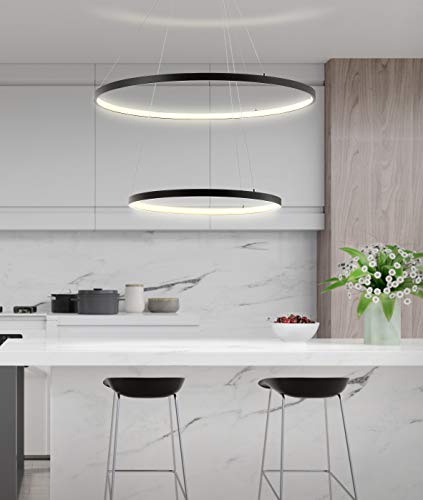 Jonathan Y Jyl7204A Brice 24' Round Integrated Led Metal Pendant Chandelier Modern Contemporary Transitional Dining Room Living Room Kitchen Foyer Bedroom Hallway, Matte Black #TOP1