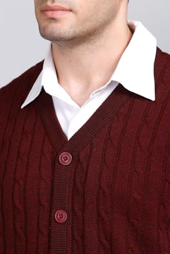 Image of V Neck Cardigans for Men - Woolen Sleeveless Sweater for Man Winter Wear