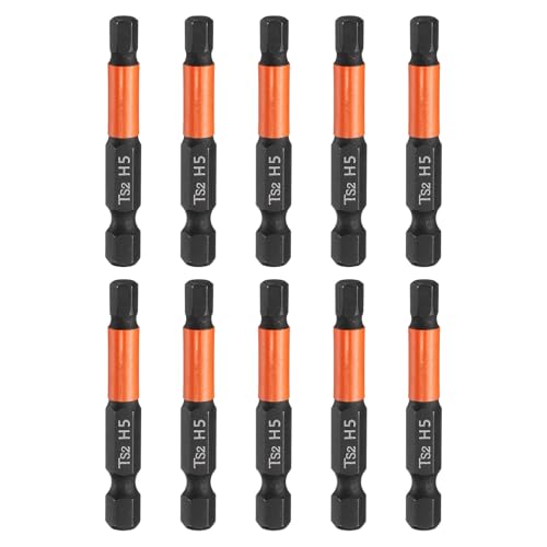 Image of sourcing map 10pcs Hex Head Wrench Drill Bit 5mm(H5) Metric 1/4" Hex Shank 2"(50mm) Length S2 Steel Magnetic Impact Drivers Screwdriver Bit Hexagon Electric Drill Bits