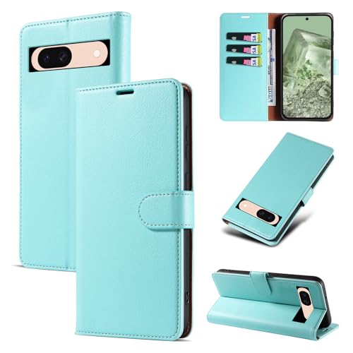 RKINC Wallet Case for Pixel 8A, 3 Card Holders, Aqua
