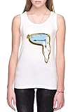 Normale Passform Schmelzen Uhr Damen Tank T-Shirt Weiß Größe L Women\'s Tank T-Shirt White