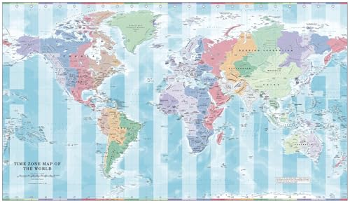 Cosmographics: Time Zone Wall Map of the World - 39 x 22.75 inch Poster - Front Lamination