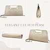 VASCHY Pochette et Clutch Élégant, Sac à Main Femme à Poignée Découpée en Cuir PU, Sac Bandoulière avec Chaîne pour Mariage Soirée Parti Doré Scintillant #5