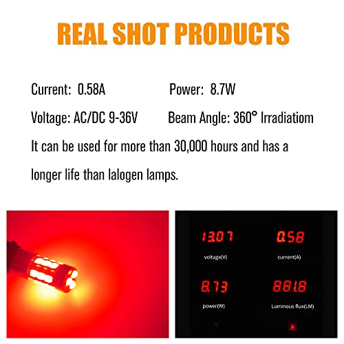 Yeoro 2Pcs Ac/Dc 9-36V Ba9S Led Bulbs White,600Lm Ba9 Ba9S 53 57 1895 64111Led Car Ligh Bulbs Super Bright 3030 18-Smd Chips For Car Interior Dome Map License Plate Glove Box Light. (Ba9/Ba9S, Red) #TOP3