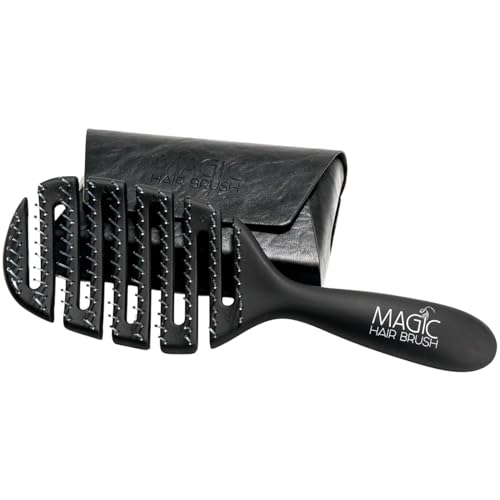 Magic Hair Brush -Professional Flexible Vented Hair Brush For Detangling (Black)