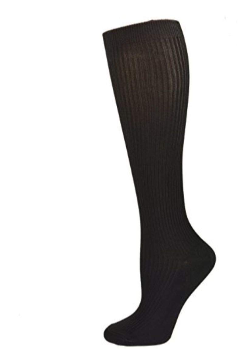 Sierra Socks Big Girls' School Uniform Knee-Hi Rib 2 Pair Pack Socks 2326 (Sock Size Large (9-11) Shoe Size 4-10, Black)