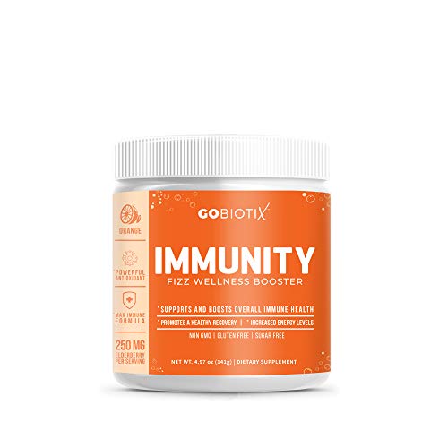 Gobiotix Immune Support Supplement - Immunity Defense Powder Wellness Booster - Immune Boost Vegan Superfood - Elderberry, Turmeric, Vitamin C Powder And B12 Supplement, Non-Gmo, Sugar Free (Orange) #TOP12