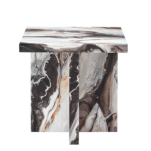 Roundhill Furniture Cavira Modern Faux Marble Living Room Side Table, Off-White by Roundhill Furniture - Used condition - Image 7