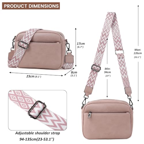 Image of TANTOMI Crossbody Bags for Women Trendy,Vegan Leather Crossbody Purses for Women Small Shoulder Bag Handbags with Wide Strap (Dusty Pink)