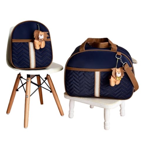 Kit Bolsa de 2 peças Mala Maternidade e Mochila de Passeio (azul marinho leão)