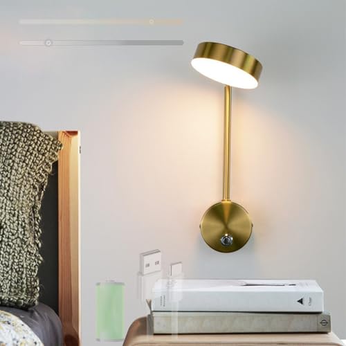 Apliques de pared sin cables dorados para iluminar zonas sin enchufes en el interior