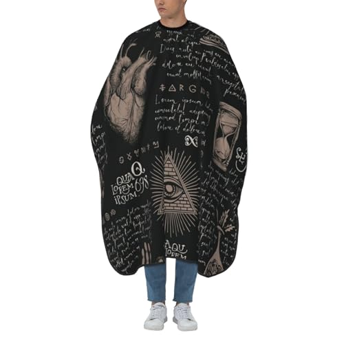 Barber Cape Waterproof Professional Haircut Apron Hair Cutting for Men Women 55 X 65 Inch - All Seeing Abstract Medical Magic