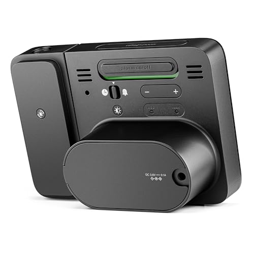 Braun Digitaler Funk-Projektionswecker für die mitteleuropäische Zeitzone (DCF) mit negativem LCD-Display, Schnelleinstellung und Alarm-Piepton in Schwarz, BC15B-DCF.