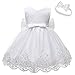 HOIZOSG Baby Christening Dress Lace Pageant Baptism Wedding Formal Bowknot Birthday Party Tutu Flower Girls Dress w/Headwear, White, 3-6M