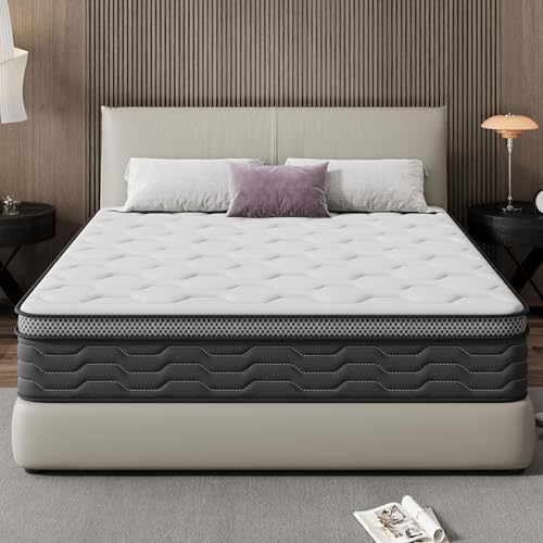 TEENO Colchones 135x190 | Altura 27 cm | Colchón Viscoelástico | Muelles Ensacados | Firmeza Media-Alta | Adaptabilidad Premium | Antideslizante | Antibacterial | 7 Zonas Confort